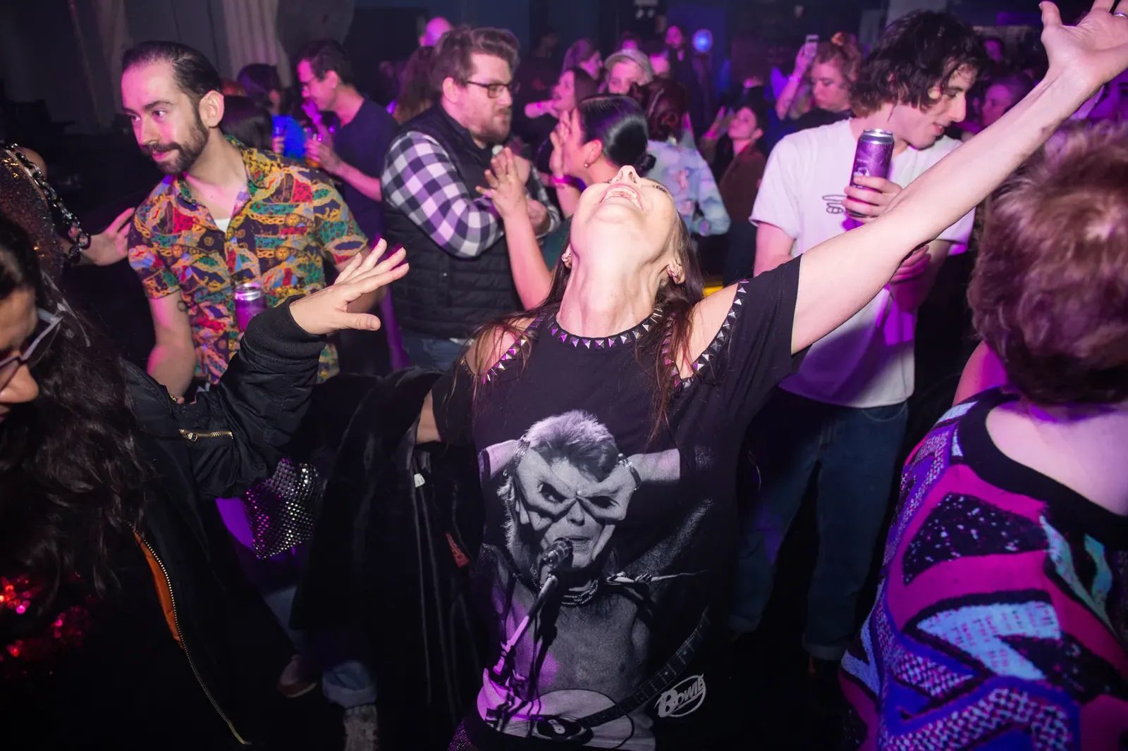 Fan dancing in a David Bowie T-shirt, Bowie Ball 2024